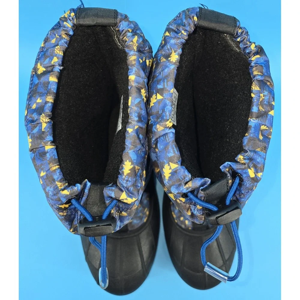 Columbia Kids Powderbug Snow Boot Sz 6 Forty Print‎ Black Blue 400g Waterproof